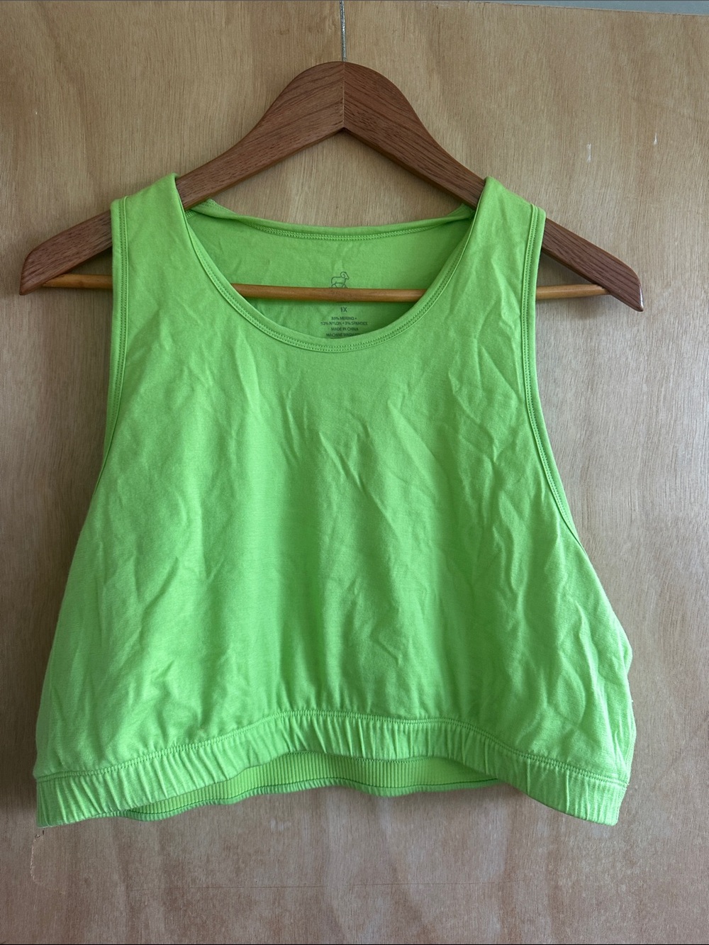 Neon Lime merino wool Cropped Tank Top - Sleeveless Everyday Crop